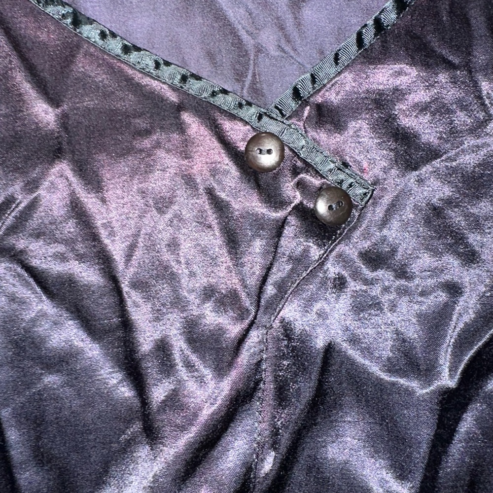 Purple Velvet Button-Up Top